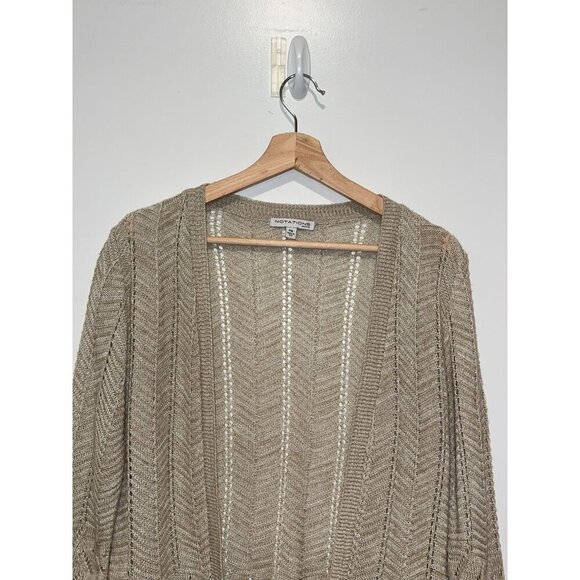 Notations Petite Womens Open Front Beige Knit Cardigan Sweater PM Made In USA - Picture 10 of 10